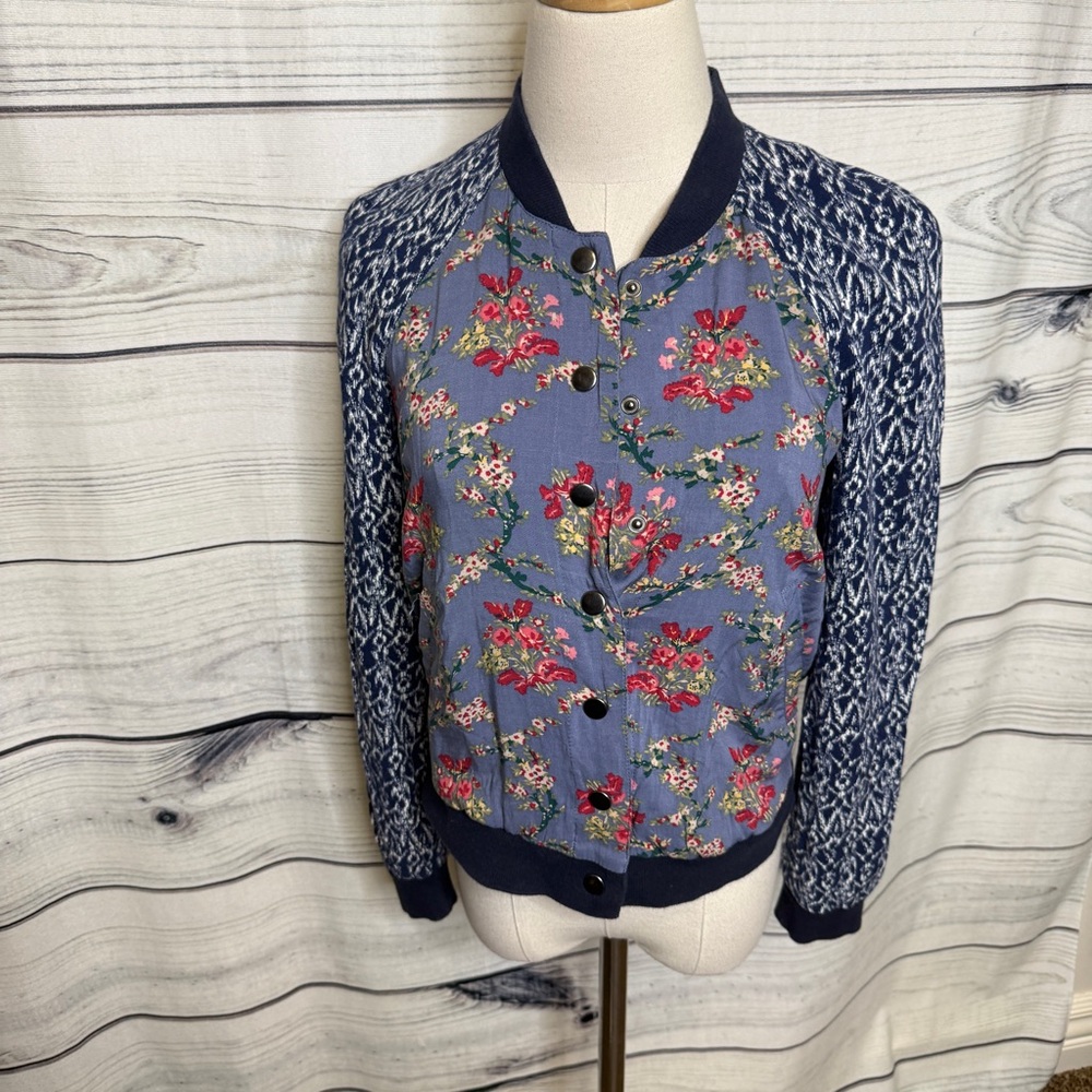 Free People Blue Floral Jacket